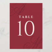 クランベリーレッドエレガントモノグラムテーブル番号 (裏面)