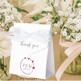 クランベリーレッドシンプルハートリースモノグラム結婚ズ フェイバーボックス