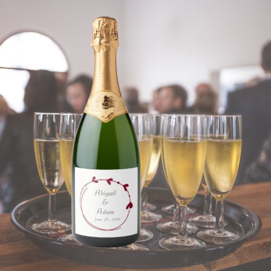 クランベリーレッドシンプルハート結婚リース スパークリングワインラベル