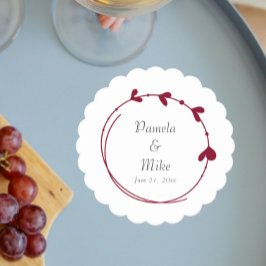 クランベリーレッドシンプルハート結婚リース ペーパーコースター