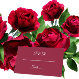 クランベリーレッドシンプル定型化スクリプ結婚ト プレイスカード