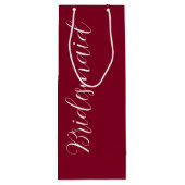 クランベリーレッドスタイル化スクリプ結婚トの花嫁 ワインギフトバッグ (裏面)