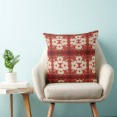 クランベリーレッドフローラ付きクリーム クッション (椅子)