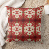 クランベリーレッドフローラ付きクリーム クッション (ブランケット)