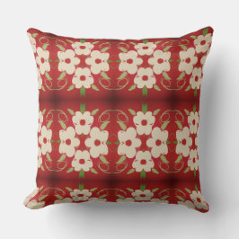 クランベリーレッドフローラ付きクリーム クッション