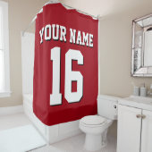 クランベリーレッドホワイトスポーツジャージーチームジャージー シャワーカーテン (インサイチュ)