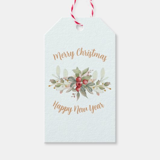 クランベリー付きクリスマスブーケ ギフトタグ (正面)