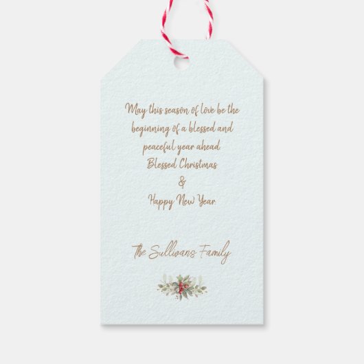 クランベリー付きクリスマスブーケ ギフトタグ (裏面)