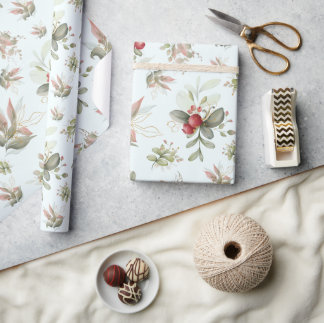 クランベリー付きクリスマスブーケ ラッピングペーパー