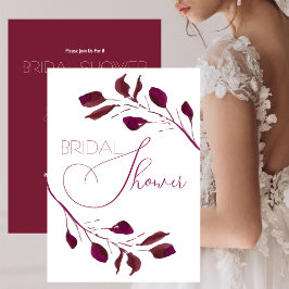 クランベリー水彩フローラブライダルシャワー 招待状