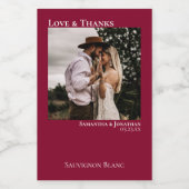 クランベリー結婚レッドのフォトラブ&ミ感謝していニオ ワインラベル (シングルラベル)