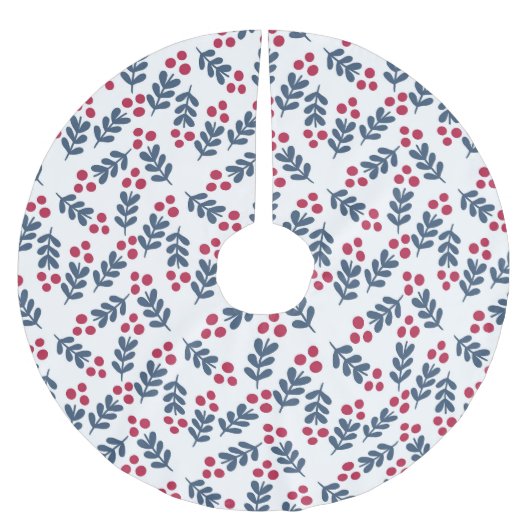 クランベリー赤クリスマスホリデーミニアリズム ブラッシュドポリエステルツリースカート (正面)