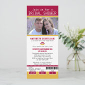 クランベリー金ゴールドサッカーチケットブライダルシャワー 招待状 (スタンド正面)