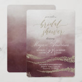 クランベリー ウォーターカラー ブライダル シャワー 招待状 (正面/裏面)