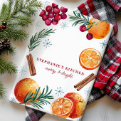 クランベリー オレンジ シナモン オーダーメイド クリスマス キッチンタオル