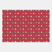 クランベリー、スペアミント、フロスト折り紙クリスマス ラッピングペーパーシート (正面3)