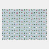 クランベリー、スペアミント、フロスト折り紙クリスマス ラッピングペーパーシート (正面2)