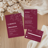 クランベリー モダン フラワー ウェディング RSVP