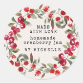 クランベリー リース 水彩 ジャム ラベル 缶詰 (正面)