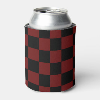 クランベリー レッドとブラックの市松模様 缶クーラー
