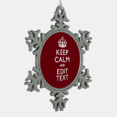 クランベリー·ワイン·ブルゴンデ保ィ·カーム·ハイ·テキスト スノーフレークピューターオーナメント (左)