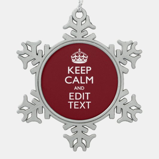 クランベリー·ワイン·ブルゴンデ保ィ·カーム·ハイ·テキスト スノーフレークピューターオーナメント (正面)