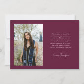 クランベリー 卒業おめでとう フォトカード 彼女はできると信じた 案内状 (裏面)