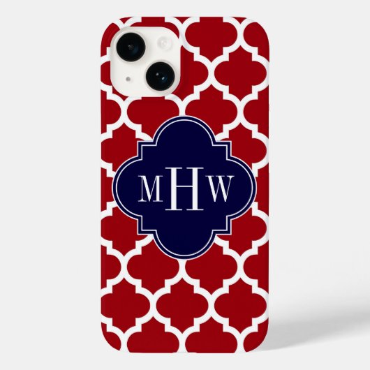 クランベリー 白 モロッコ #5 ネイビーブルー 名前 モノグラム Case-Mate iPhoneケース (裏面)