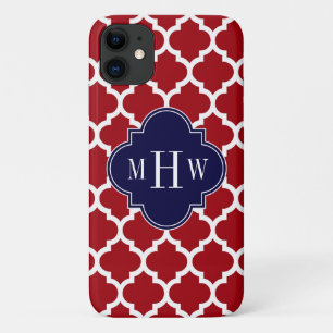クランベリーWhtモロッコ#5ネイビーブルー名モノグラム iPhone 11 ケース