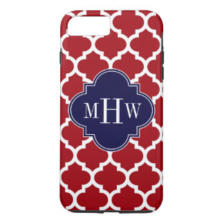 クランベリーWhtモロッコ#5ネイビーブルー名モノグラム iPhone 8 Plus/7 Plusケース