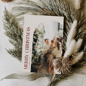 クランベリ市松模様にスクリスマス家族の写真 シーズンカード