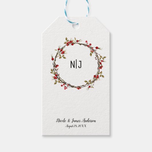 クランベリ素朴ーベリーフローラリースの恩恵 ギフトタグ (正面)