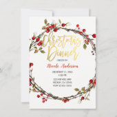 クランベリ素朴ーベリーリースクリスマスディナー 招待状 (正面)