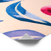 クランベ葉リーと、水彩赤野生のベリー ポスター (角)