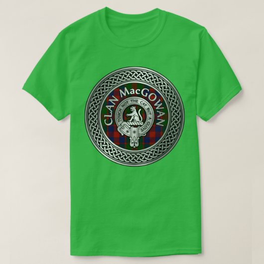 クランマクゴワンクレストタータンチェックノット Tシャツ (デザイン正面)