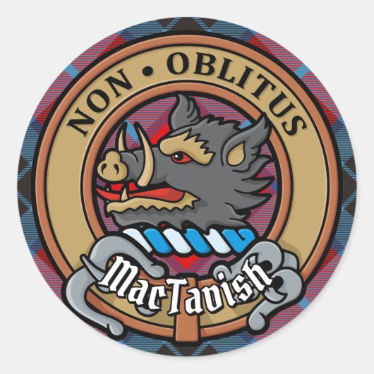 クランマクタビッシュの紋章オーバータータンチェック ラウンドシール (正面)