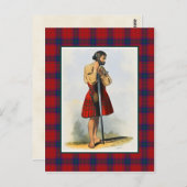 クランマクドゥガルヴィンテージイラストレーションタータンチェック枠 ポストカード (正面/裏面)