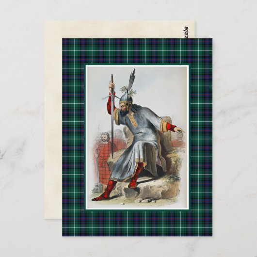 クランマクドナルドヴィンテージイラストレーションタータンチェックフレーム ポストカード (正面/裏面)