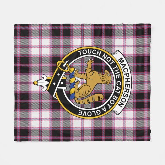 クランマクファーソン狩りモダンタータンチェックプレイド フリースブランケット (正面(横))