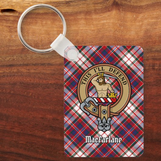 クランマクファーレンクレストオーバードレスタータンチェック キーホルダー (正面)