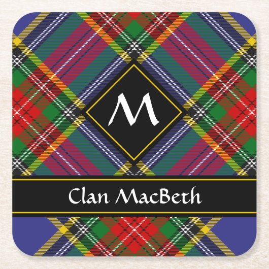 クランマクベスタータンチェックスクエア紙コースター スクエアペーパーコースター (正面)