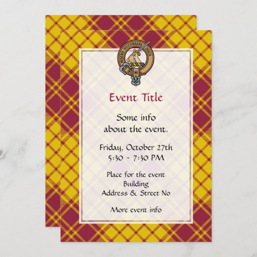 クランマクミランクレストオーバードレスタータンチェック 招待状 (正面/裏面)