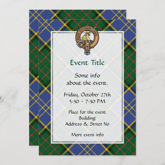 クランマクミランクレストオーバー狩りタータンチェック 招待状 (正面/裏面)