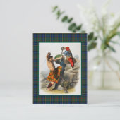 クランマクミランヴィンテージイラストレーションタータンチェックフレーム ポストカード (スタンド正面)