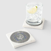 クランマクラーレンクレスト&タータンチェックノット ストーンコースター (横)