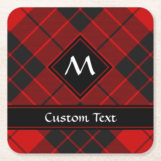 クランマクレオドオブラサイタータンチェック スクエアペーパーコースター (正面)
