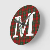 クランマクレガータータンチェックプレイドカスタム ラウンド壁時計 (傾斜)