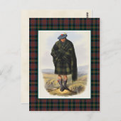 クランマクレナンヴィンテージイラストレーションタータンチェックフレーム ポストカード (正面/裏面)