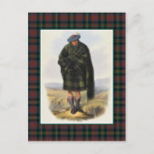 クランマクレナンヴィンテージイラストレーションタータンチェックフレーム ポストカード (正面)