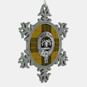 クランマクロドクレスト&タータンチェック スノーフレークピューターオーナメント (左)